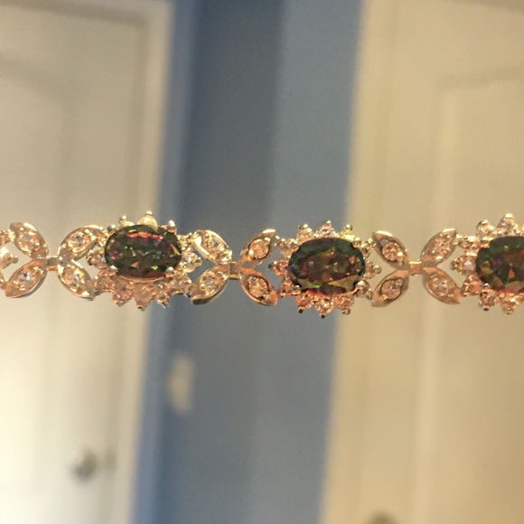 Genuine Mystic Topaz + White Topaz Bracelet 7.5 in - Picture 3 of 6